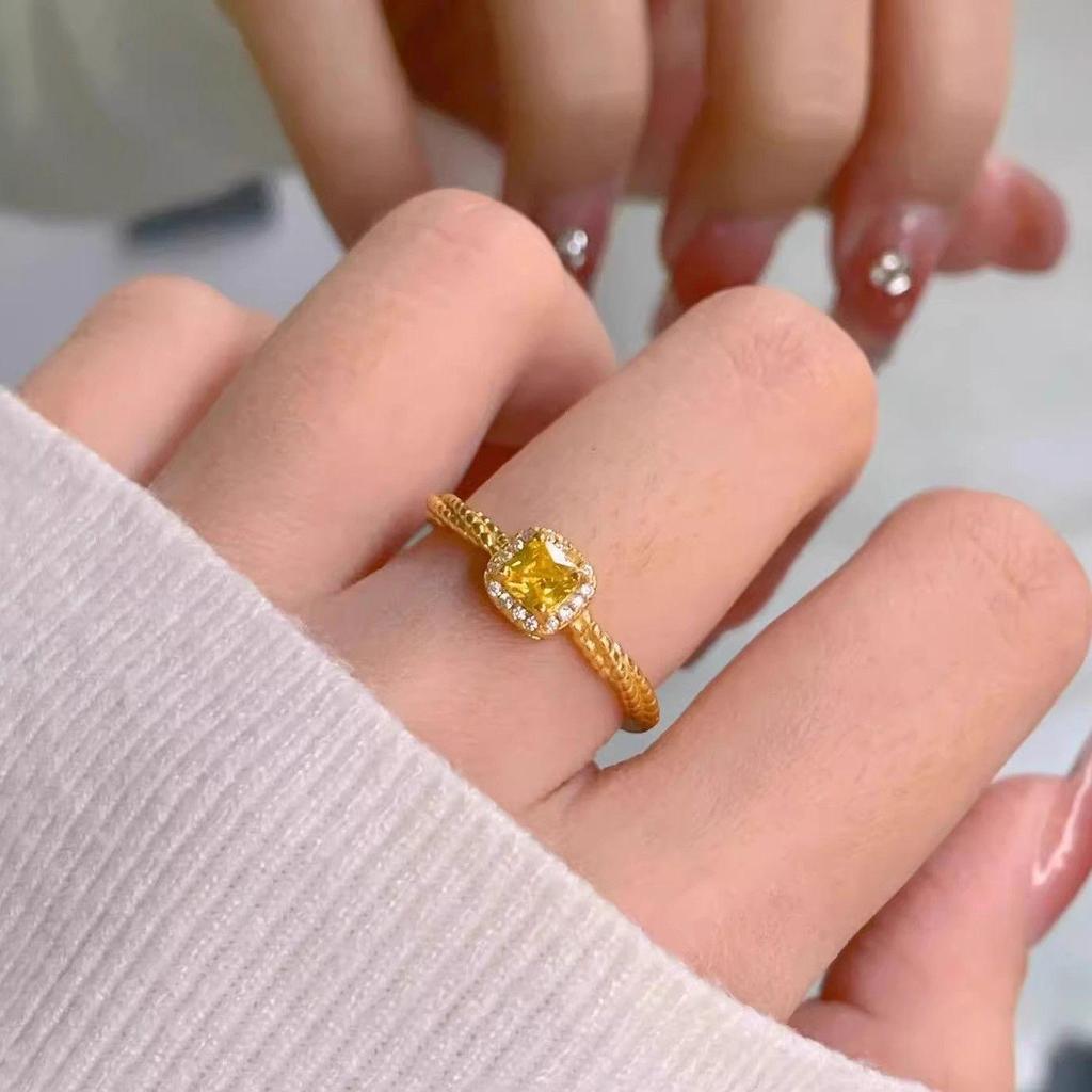 999 Pure Gold Open Square Ring with Sterling Silver Accent - Elegant Valentine's Day Gift for Her