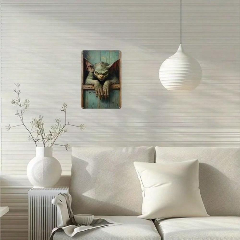 Gothic Gargoyle Metal Wall Art Metallic Decor for Living Room