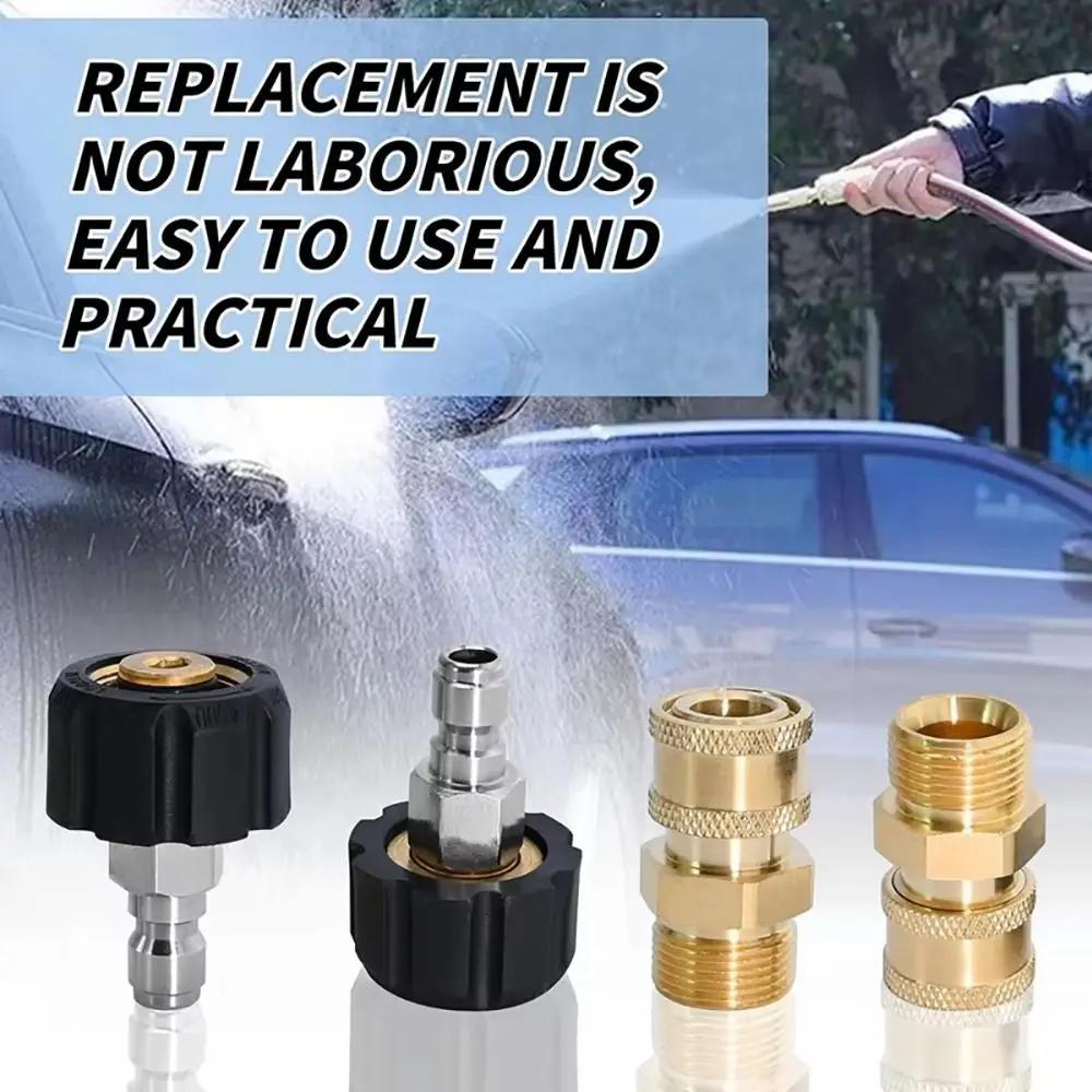 1Set M22-14mm/15mm to 1/4" Pressure Washer Adapter Set Quick Release Couplers Swivel Spray Sprinkler Quick Connector Adjustable