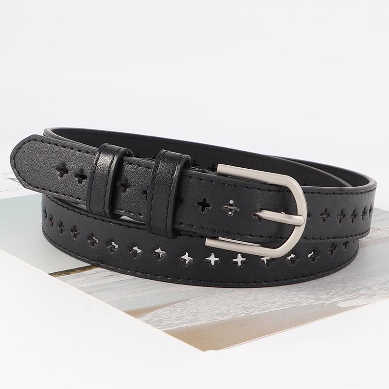 Belt Small Retro Minimalist Waistband Hollowed Out Holes Womens Student Jeans