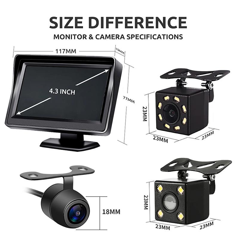 4.3Inch Monitor Screen Reversing Camera for Car Night Vision Rear View Camera for Vehicle Dvr Parking System Easy Installation