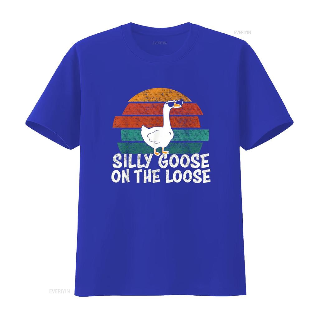 Silly Goose On The Loose T Shirt Vintage Washed Versatile Slightly Top For Everyday Wear Streetwear Graphic Casual Stretched