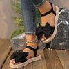 Women Anti-slip Trend Sandals New Style Summer Lightweight Sandals Beach Casual Slippers Outdoor Bow Tie Flat Shoes Home