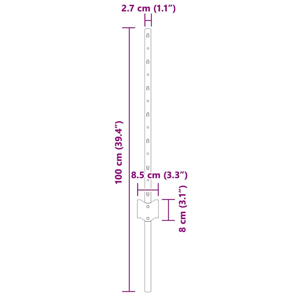 Embedded Fence Post 5 pcs Silver 100 cm