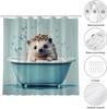 Funny Hedgehog Shower Curtain Hedgehog Bathing In Bathtub Cute Animal Puppy Pet Hilarious Shower Curtain Bathroom Set