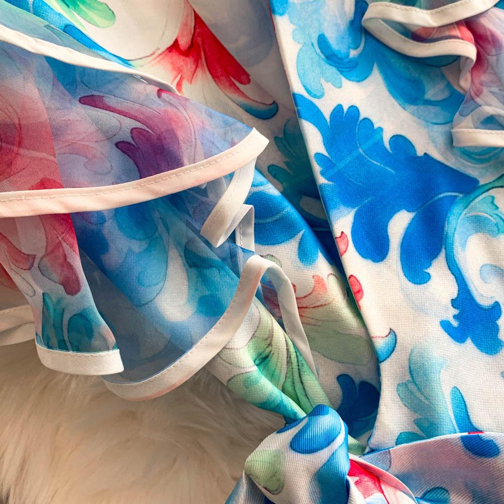 Rochii Lungi Elegante cu Imprimeu Floral Femei Vară Vacanță Mânecă cu Volane Dintr-o Bucată Petrecere Vintage Retro Rochii de Seară