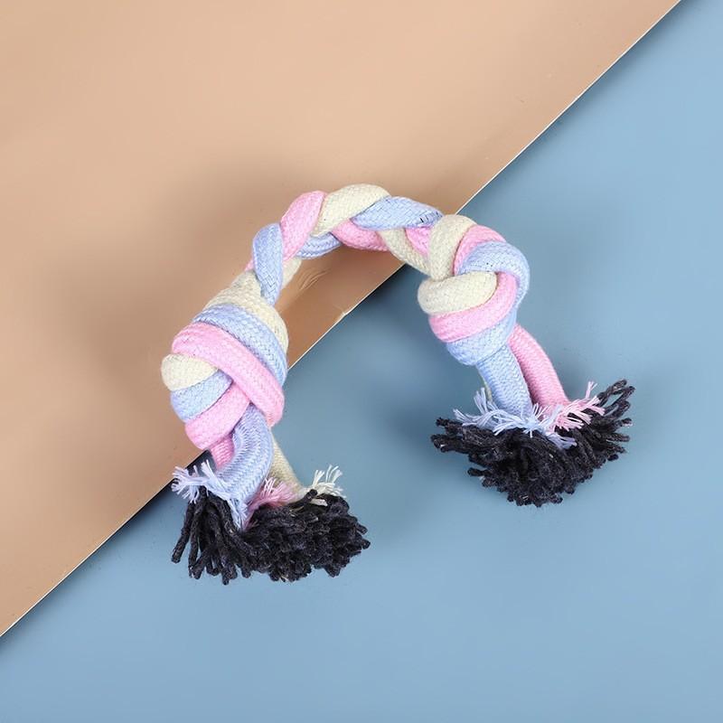 Dog Toy Macaron Color Cotton Rope Toy Teeth Resistant Interactive Play Pet Supplies