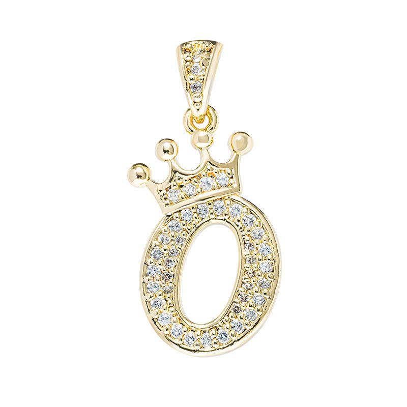 Luxuriöse goldene Alphabet-Halskette mit Kronenanhänger für Frauen und Mädchen