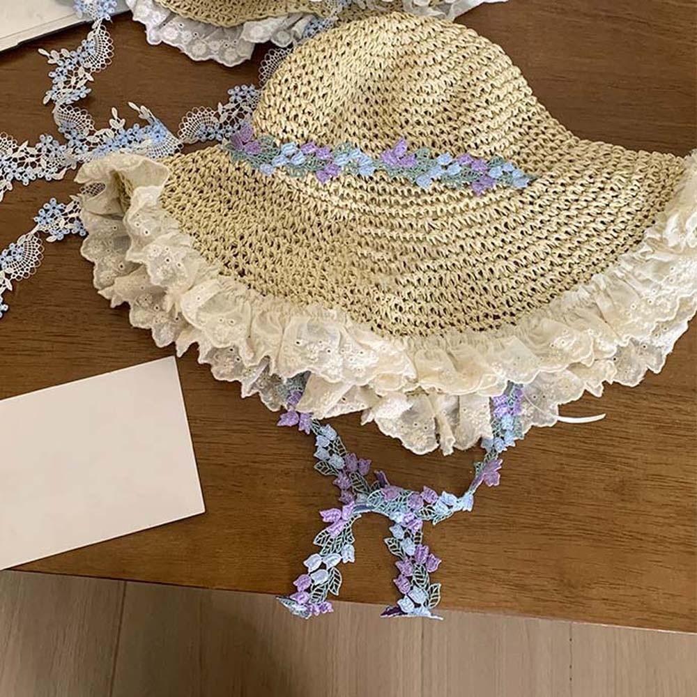 Breathable Big Brimmed Straw Hat Lightweight Woven Sun Cap Elegant Vacation Beach Cap  Carnival