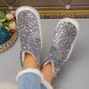 Large size thick-soled warm snow boots for women's winter new velvet thickened sequins comfortable outer wear casual cotton boots