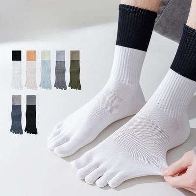 Calzini da uomo autunnali in cotone a tubo medio, assorbenti, anti-odore, in rete traspirante, calzini casual colorati a cinque dita