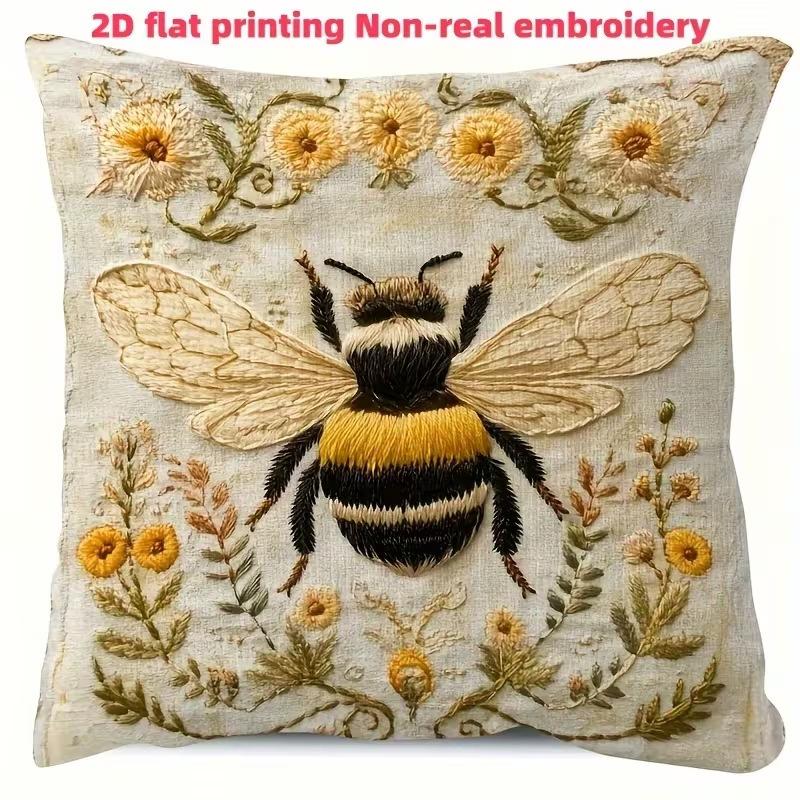 Cute Animals Print Pillowcase: 2D Flat Printing, Non-real Embroidery, Night Sofa  Night Sofa Cushion