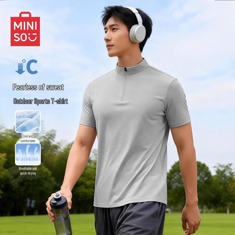 MINISO Men's 2026 Quick-Dry Half-Zip T-Shirt