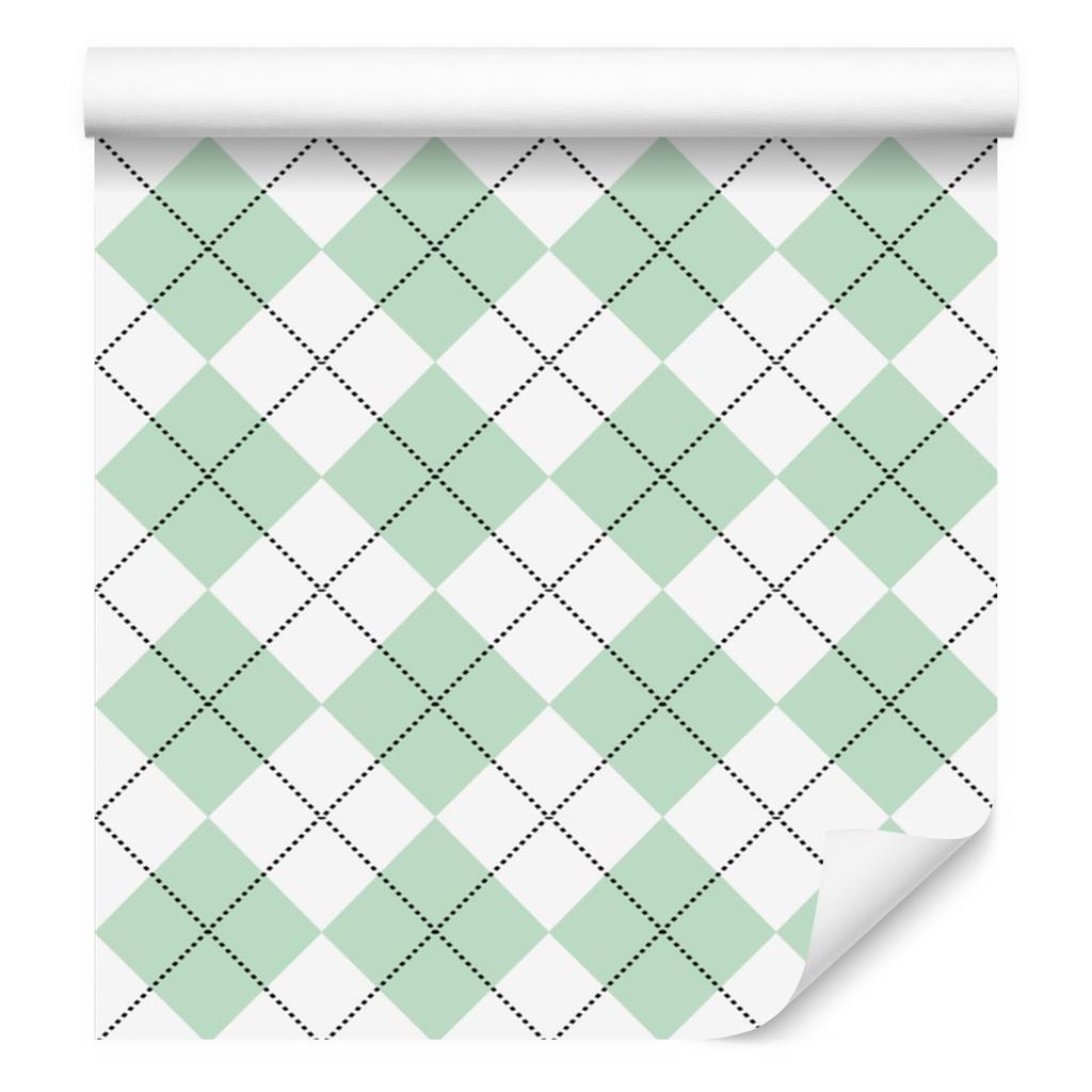 Wallpaper Basic Retro Checkered White and Mint 50x1000