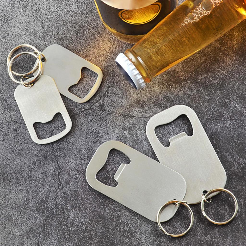 2 Stück Flachflaschenöffner Getränkeflaschenöffner Schlüsselanhänger Edelstahl Flaschenöffner Schlüsselanhänger für Camping Partys