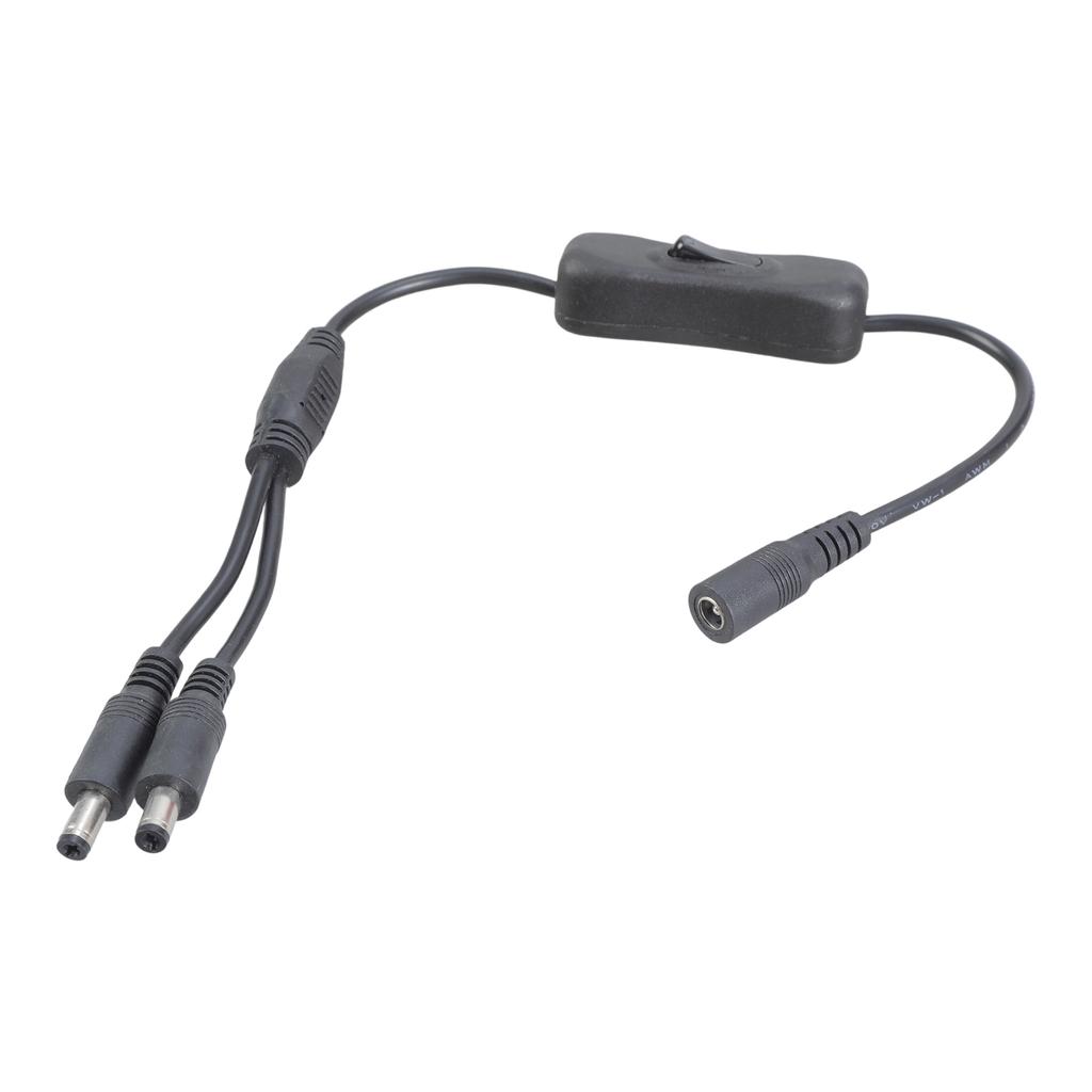 5.5x2.1mm DC5521 Y Splitter Power Cable Female to Double Male Extension with Switcher for LED and CCTV 37CM