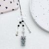 Cute Sweet Bowknot  String Beads Flocking Kitty Key Chains Mobile Phone Pendant for Women Exquisite Cat Jewelry Accessory Gifts