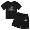 Jurassic World 4 Kids Summer Casual Breathable O-neck Tees+Pants 2pcs Sportsuits 2-13 Years Boys Girls Children Top Outfits Sets