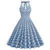 Hepburn lapel women's clothing polka dot neck backless medium long pendulum, retro dress