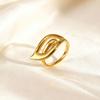 Minimalist Stainless Steel Hollow Geometric Ring for Women Wings Water Drop Shape Wedding Ring Gold-plated Creative Jewelry Gift