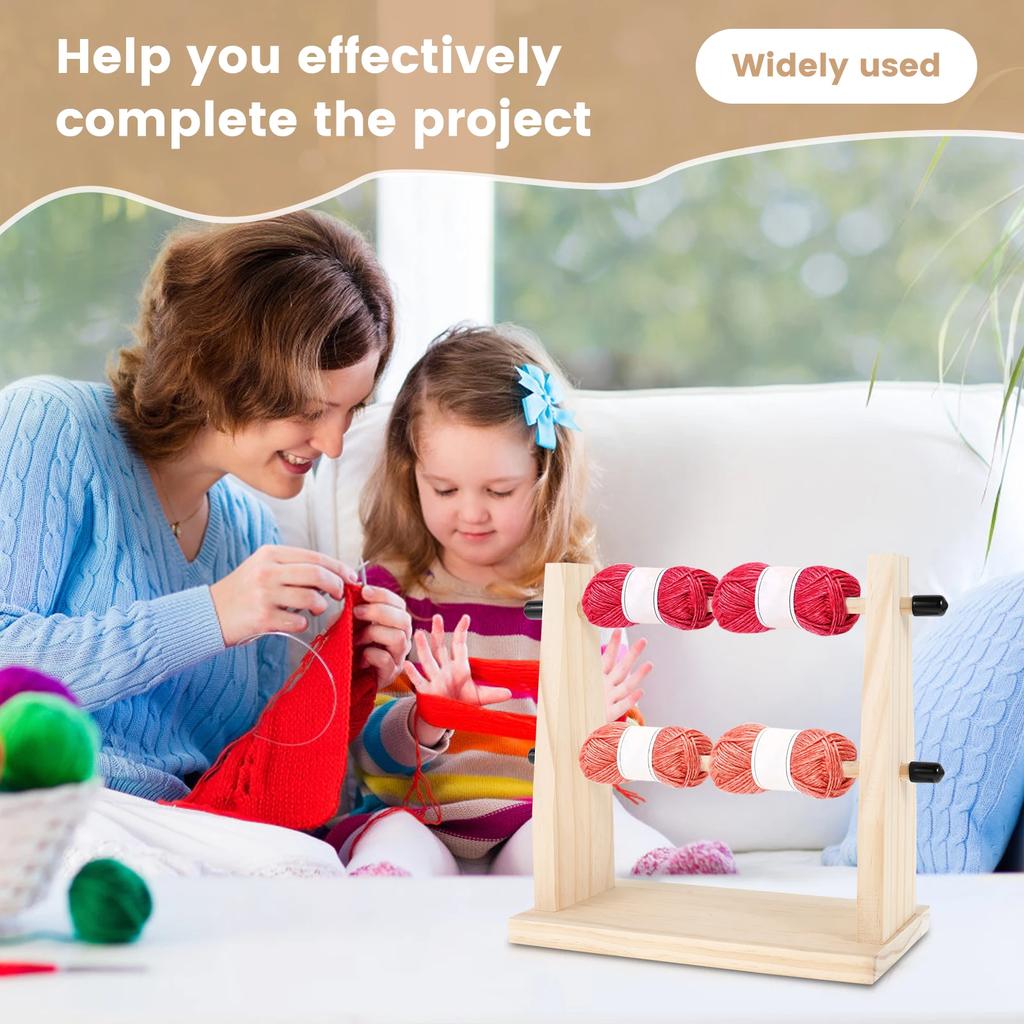 Yarn Holder Wood Crochet Yarn Holders Double Yarn Ball Stand with Nonslip Pads Storage Holder for Crocheting Knitting DIY Craft