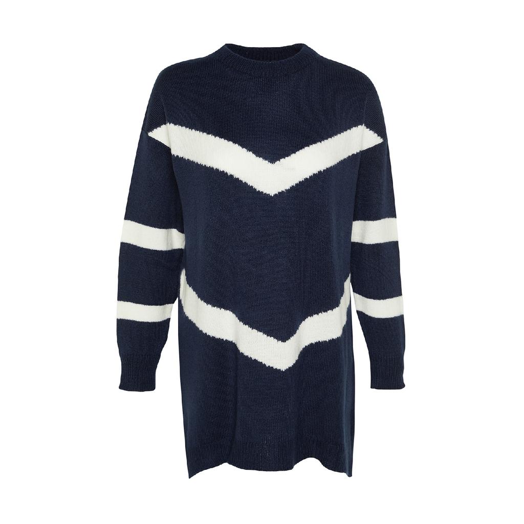 Pulover din tricotaje moi cu dungi negre Tctaw22ak0005