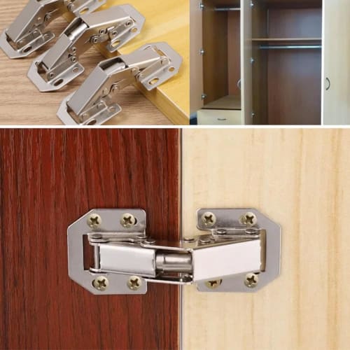 LIKENNY Sliding Hinges, Cabinet Hinges, Set of 4, Stainless Steel, Hidden Hinge Repair, Fixing Hardware for Doors, Furniture Doors, Shoe Cabinets, She