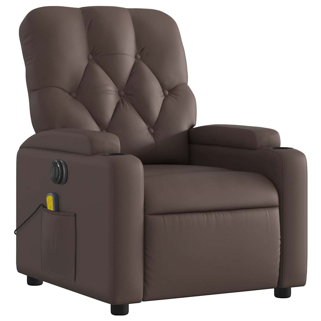 Electric Massage Chair Brown Faux Leather