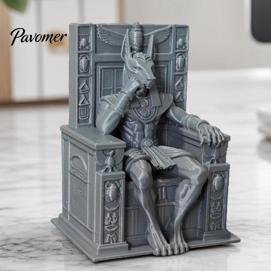 Anti-bump Durable Figurine Anubis Sitting On Throne Statue, Palm-Sized 3D Printed Environmentally Friendly PLA Ornament Mini Ornament, Ancient
