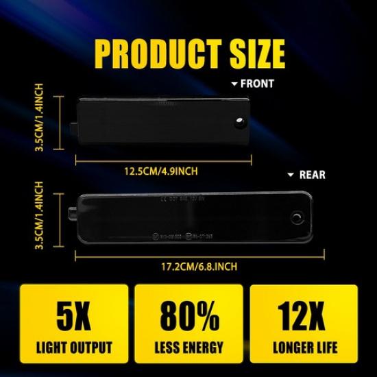 4x Smoked Front Rear Side Marker LED Lights White For 1998-2002 Pontiac Firebird