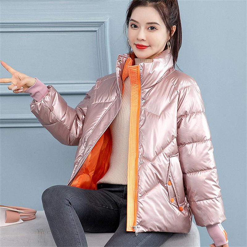 New Women's Winter Jacket Glossy Parka Stand Callor Down Cotton Jacket Warm Casual Cotton Padded Parkas Snow Wear Coat