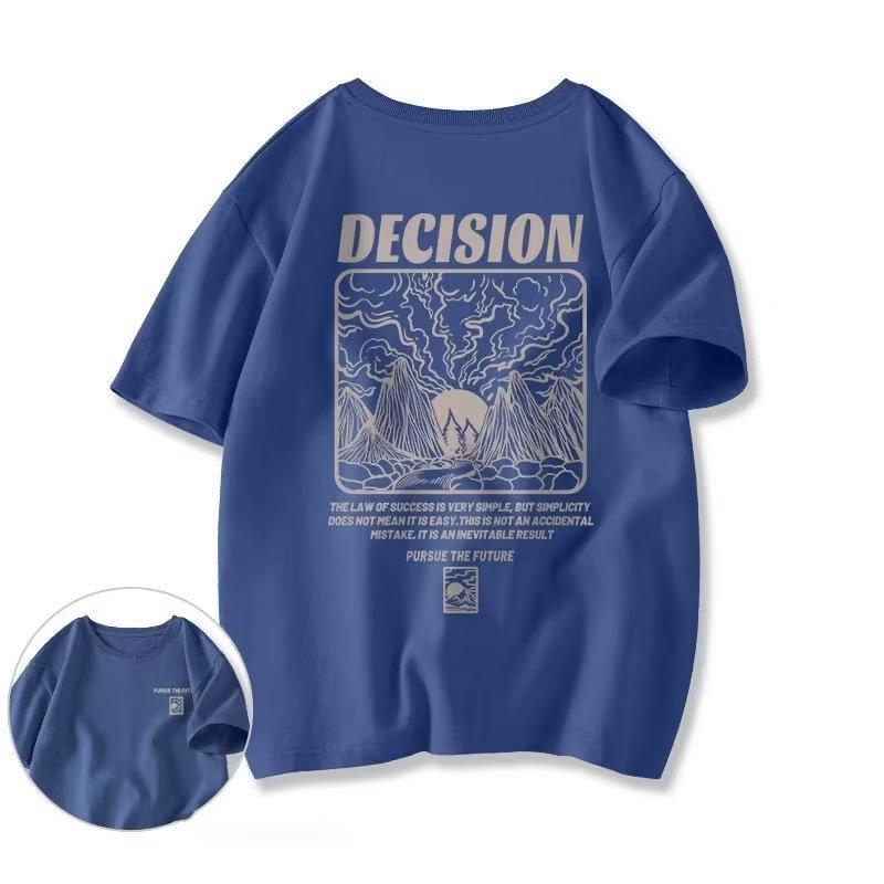 Jarní a letní pánské tričko s potiskem Nové Trendy Volné Krátký rukáv Denně Všestranné Neformální Sportovní Velké Velikosti Krátký rukáv