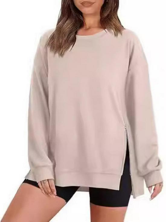 2024 Autumn/Winter Women's Loose Round Neck Zip Hoodie