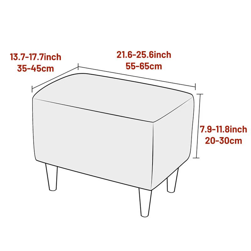 1PC Leaves Jacquard Ottoman Cover Elastic Dustproof Sofa Footrest Slipcovers Anti-slip Footstool Protector Cover for Living Room