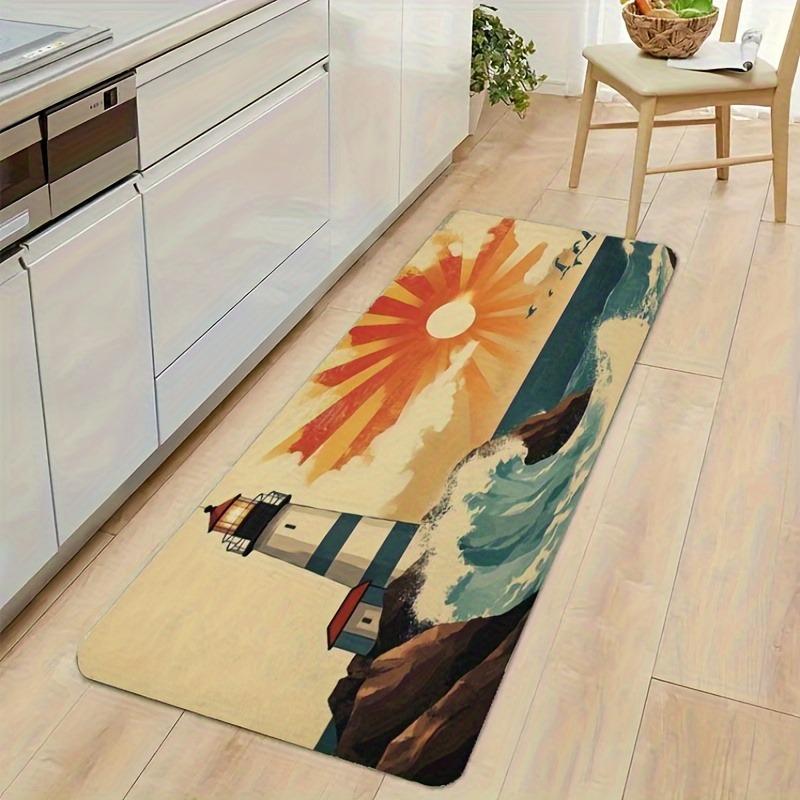 1PC Rainbow Gradient Roses Kitchen Rug Non-Slip Door Mat Pop Design Bathroom Rug Bath Mat Carpet for Home Sink Laundry Decor
