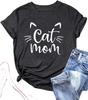 LAZYCHILD Cat Mom Shirts for Women Cat Mama T-Shirts Pet Lover Gifts Shirts Funny Cat Graphic Tees Shirts