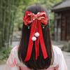 Sweet Red Bow Ribbon Hair Clip Ribbon Tassel New Year Hairpin Chienes Style Princess Hanfu Hair Ornamen Home
