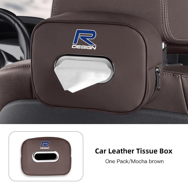 1Pcs Car Accessories Quality Leather Auto Paper Towel Storage Bag For Volvo Rdesign Polestar AWD V50 S60 XC60 S40 XC40 XC90 V60