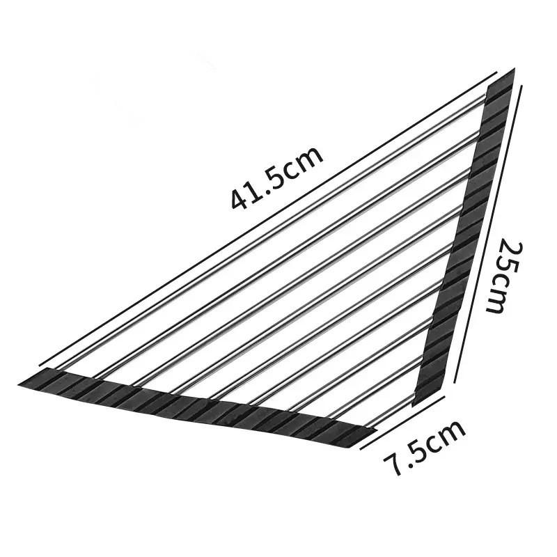 Roll Up Triangle Dish Drying Rack Kitchen Sink Organizer Corner Over The Sink Sponge Rag Holder Foldable Stainless Steel Drainer