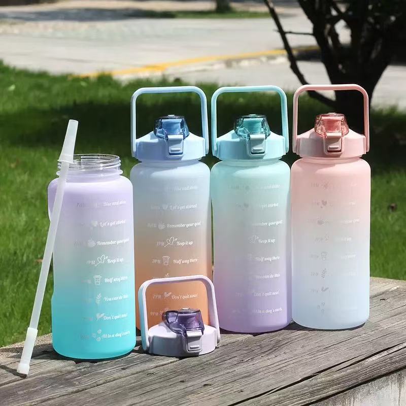 2000ml Large Capacity Frosted Plastic Water Bottle Sports and Fitness Outdoor Portable Kettles