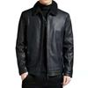 Men's Leather Jacket Men's Business Lapel Short Motorcycle Pu Leather Jacket Plus Velvet PU JACKET