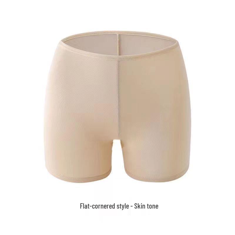 ITO Women's Plus Size Anti-Exposure Ribbed Ice Silk Safety Shorts - Summer Three-Quarter Length Protective Base Layer