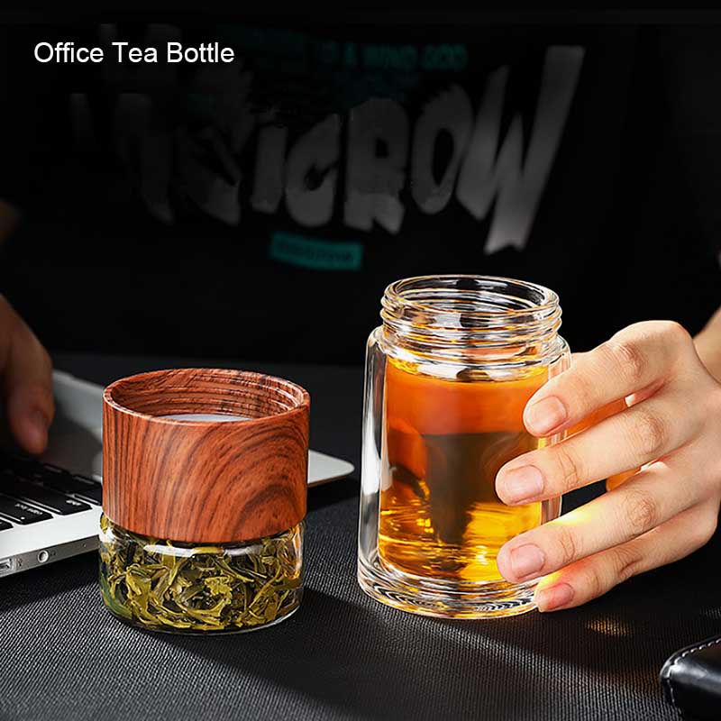 BORREY Skleněná láhev na horký čaj Skleněná láhev s dvojitou stěnou na vodu Creative Tea Skleněná láhev na oddělování vody Láhev na čaj do kanceláře 200 ml