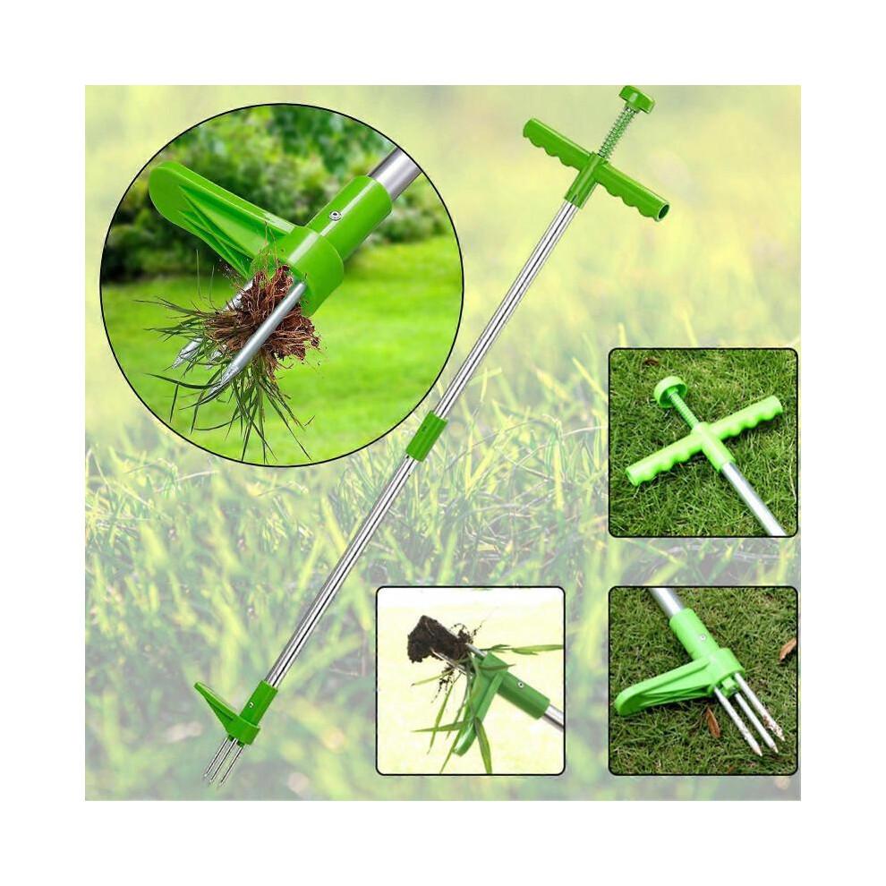 Effortless Stand-Up Weeder, Long Handle Weed Puller with 3 Steel Claws, Garden Lawn Root Remover Weeding Tool