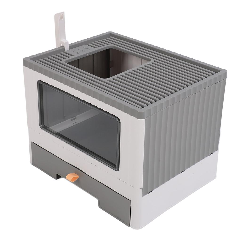 Enclosed Litter Box Foldable Top Entry Drawer Type Prevent Splashing Cat Toilet Box for Adult Cat