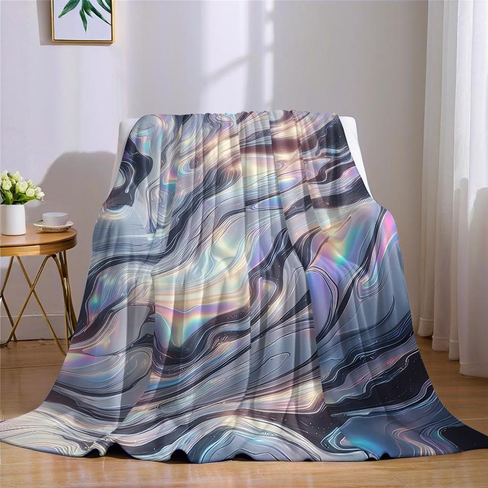 Iridescent Marble Swirl Flannel Blanket Warm Soft Halloween Christmas Couch Warm Cozy Decorative Decor Gift for All Season