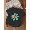 European Sizes Girls Clothing Personality Cool Flower Pattern Print Girls Round Neck Summer Comfortable Casual T-shirt Suitable for Outdoor Walking