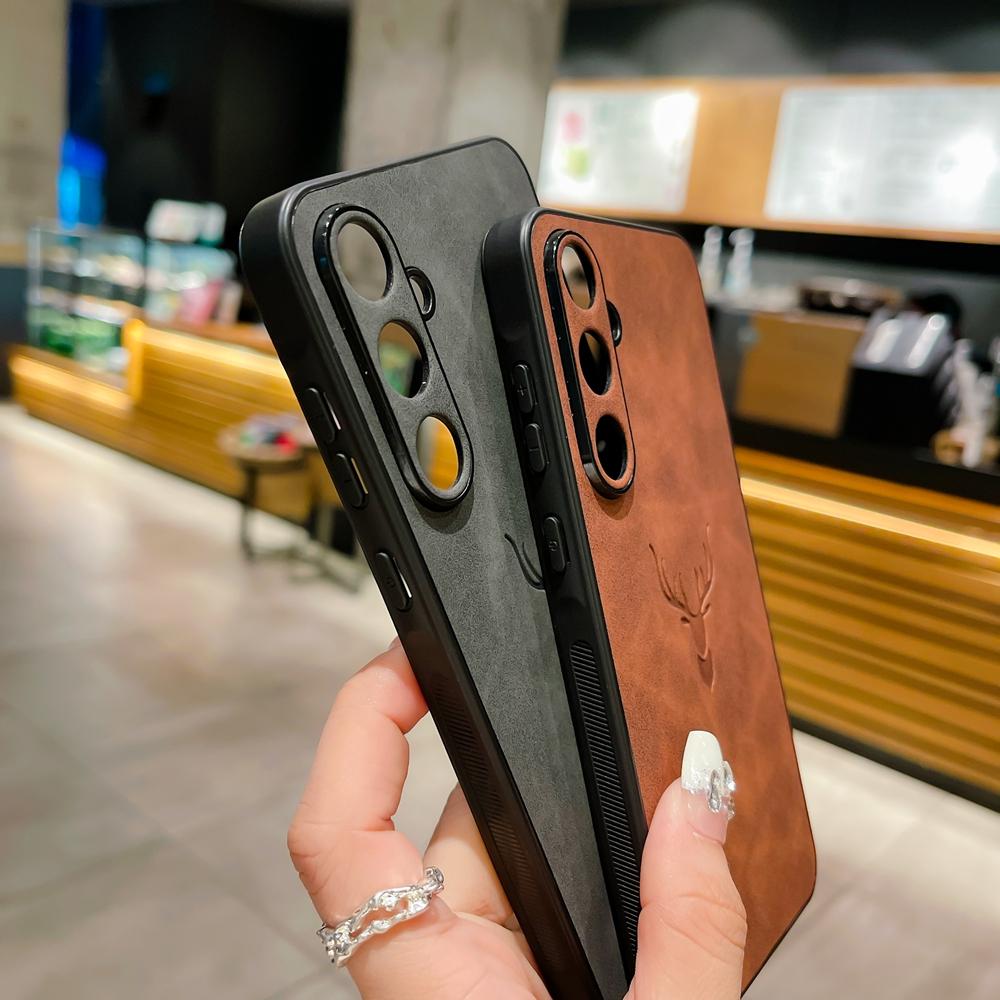 Retre Leather Phone Case For Samsung Galaxy A56 A55 A54 A53 A52 A36 A35 A34 A26 A25 A24 A23 A16 A15 A14 A13 A12 4G 5G Deer Head