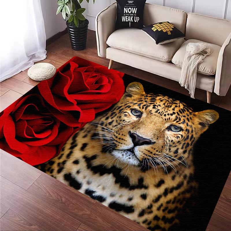 Rose leopard print carpet African cheetah room decoration Large Area Rugs Living Sofa Doormat Non Slip Hallway Balcony Floor Mat