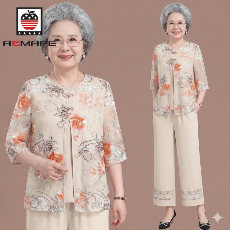 AEMAPE Women s Elegant Summer Two-Piece Outfit 4XL